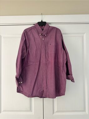 Nautica Men's Button-Down Shirt in Mauve / purple / pink